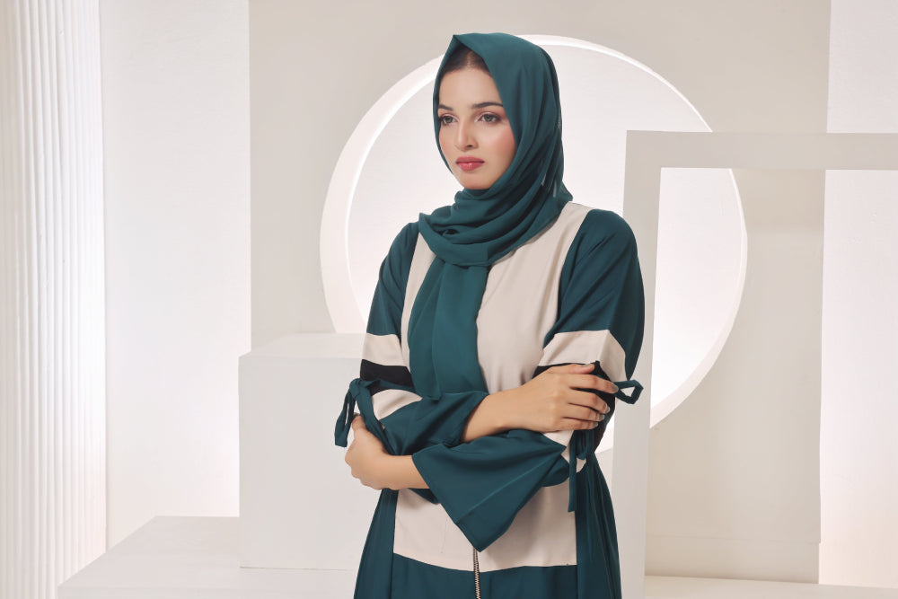 Mahveen Teal Empress Abaya