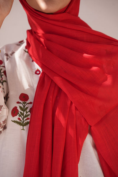 Turkish Slub Lawn - Chili Red