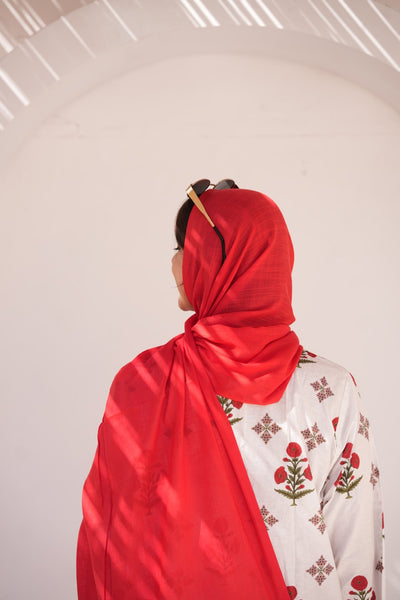 Turkish Slub Lawn - Chili Red