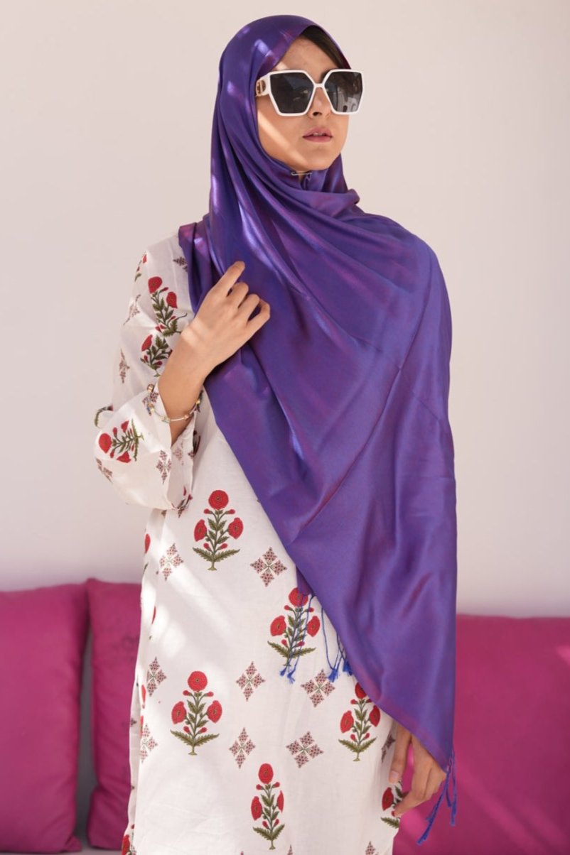 Silk Two Tone Hijab Solid Purple