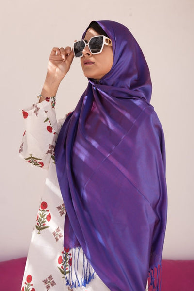 Silk Two Tone Hijab Solid Purple