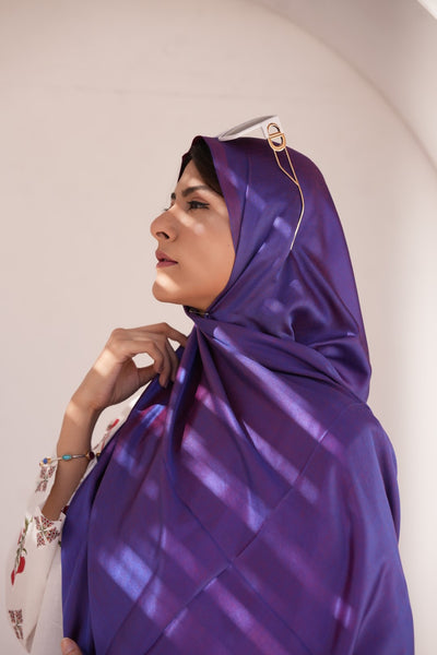 Silk Two Tone Hijab Solid Purple