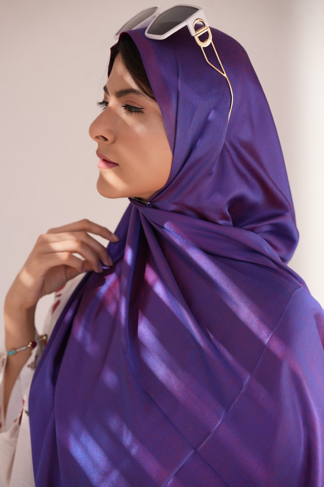 Silk Two Tone Hijab Solid Purple
