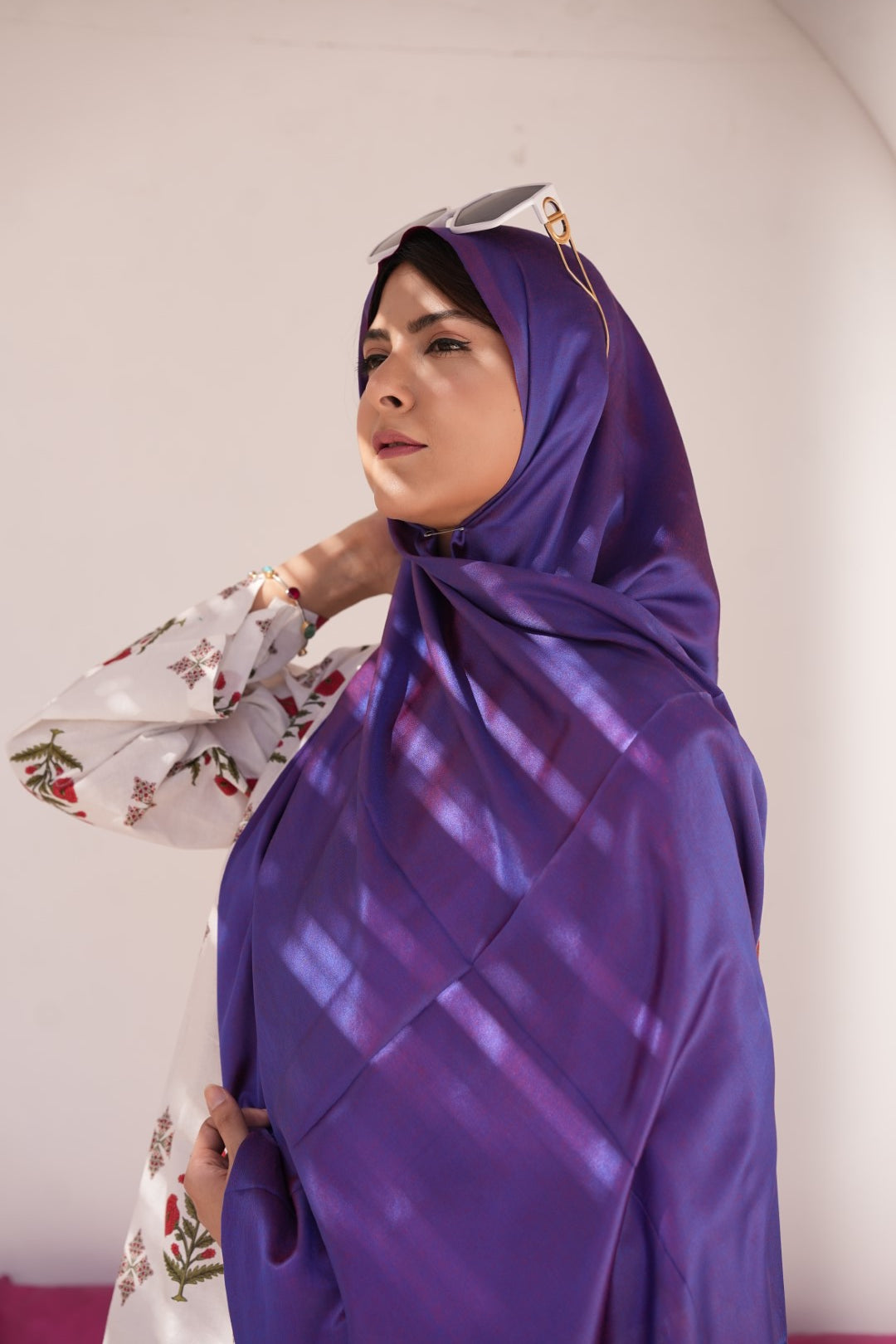 Silk Two Tone Hijab Solid Purple
