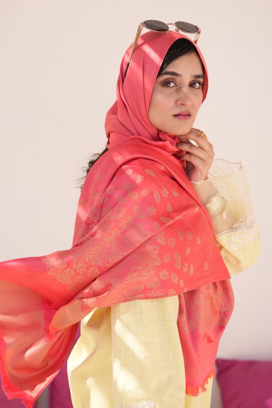 Silk Jaqured - Radish Pink