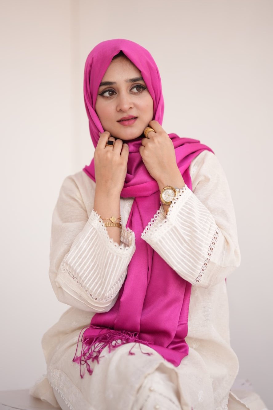 Silk Two Tone Hijab Raspberry Pink