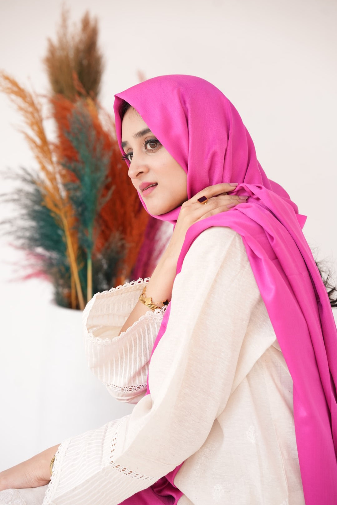 Silk Two Tone Hijab Raspberry Pink