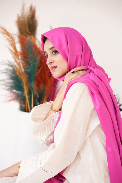 Silk Two Tone Hijab Raspberry Pink