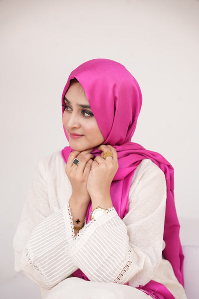 Silk Two Tone Hijab Raspberry Pink