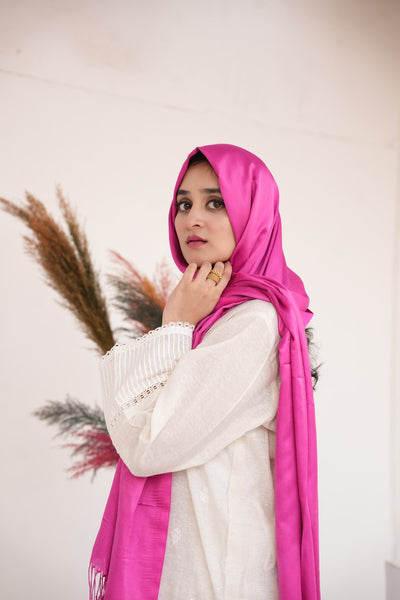 Silk Two Tone Hijab Raspberry Pink