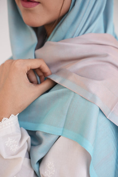 Silk Two Tone Hijab Pale Turquoise