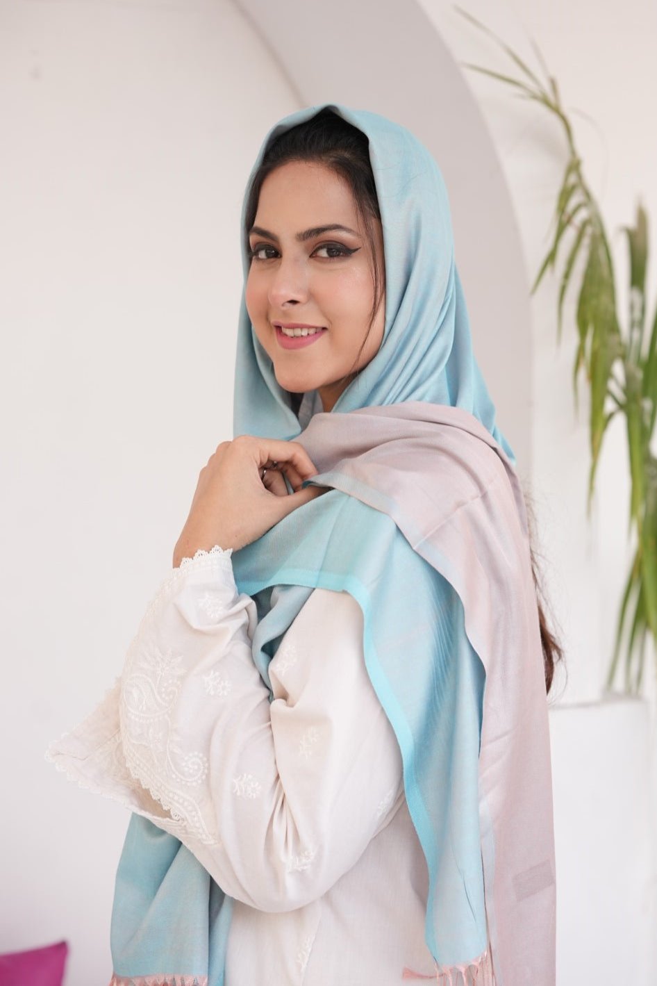 Silk Two Tone Hijab Pale Turquoise