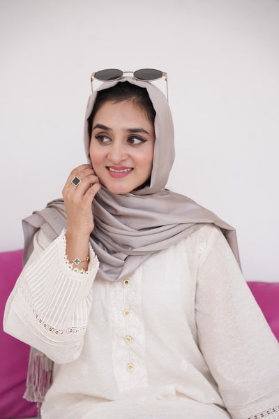 Silk Two Tone Hijab Moon Silver