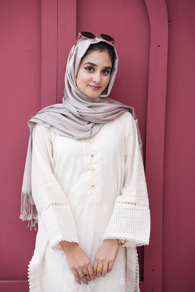 Silk Two Tone Hijab Moon Silver