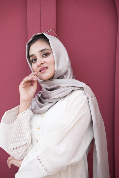 Silk Two Tone Hijab Moon Silver