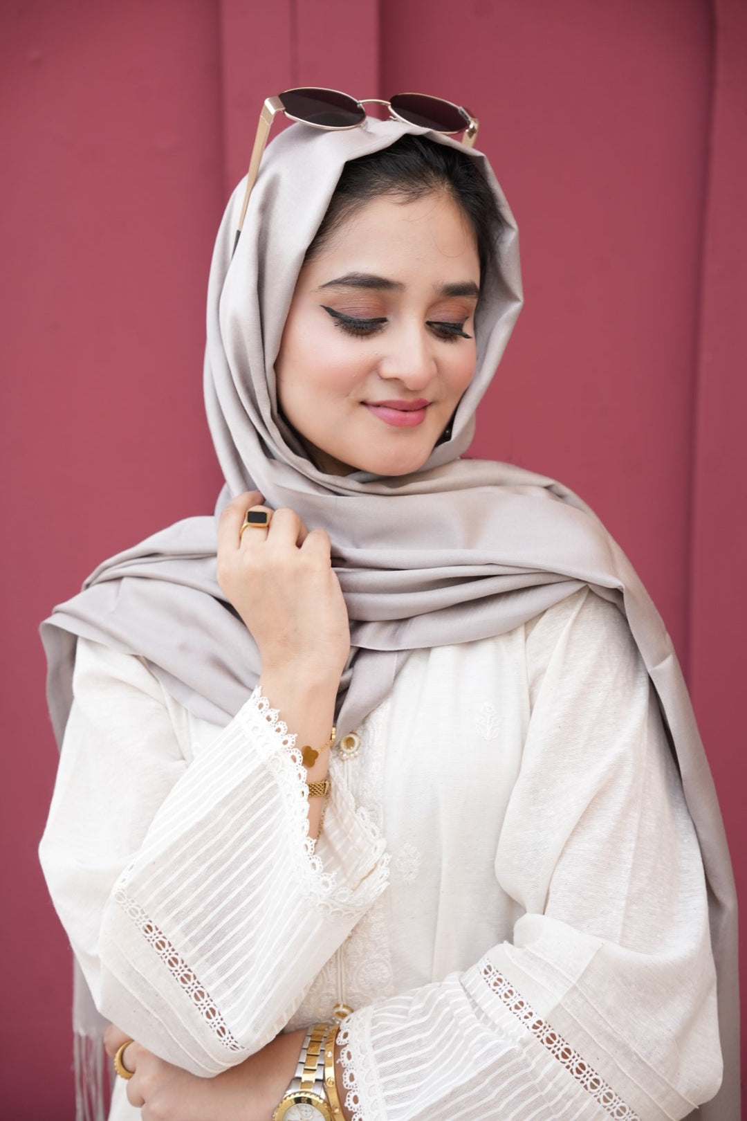 Silk Two Tone Hijab Moon Silver