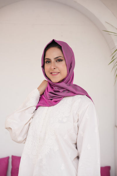 Silk Two Tone Hijab Pink & Grey