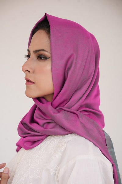Silk Two Tone Hijab Pink & Grey
