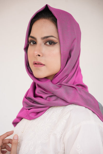 Silk Two Tone Hijab Pink & Grey