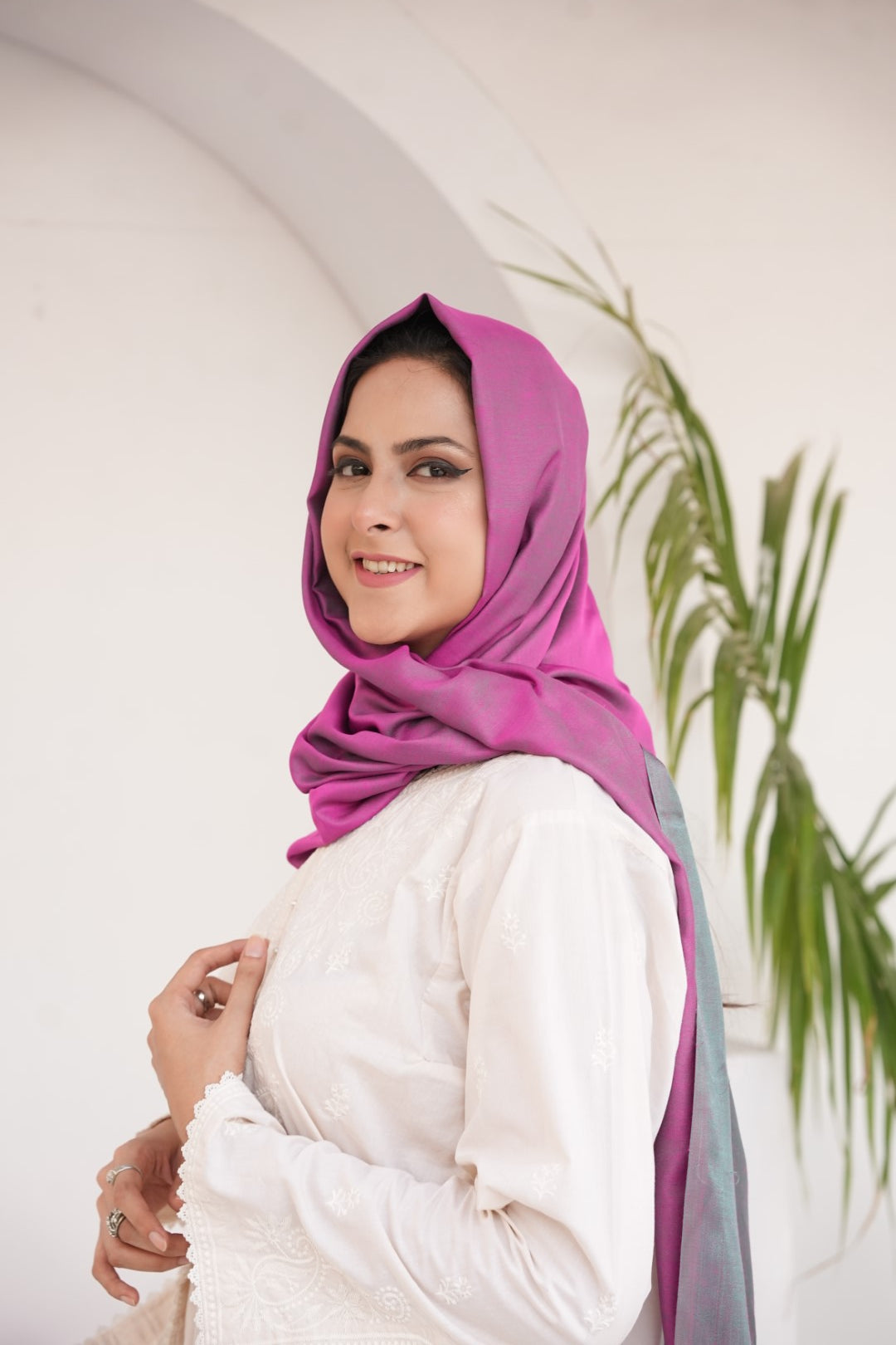 Silk Two Tone Hijab Pink & Grey