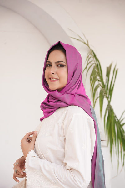 Silk Two Tone Hijab Pink & Grey