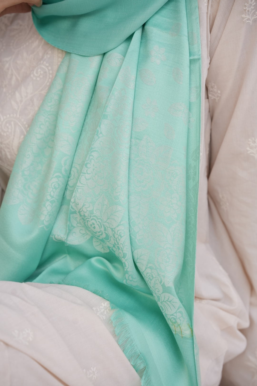Silk Jaqured - Pastel Green