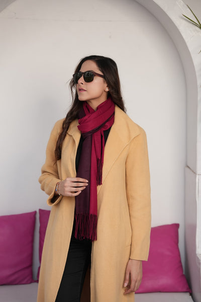 Woolen Two-Tone Scarf (Red & Dark Red)