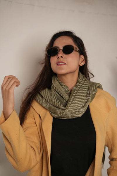 Woolen Diagonal Stripes - Gold and Green