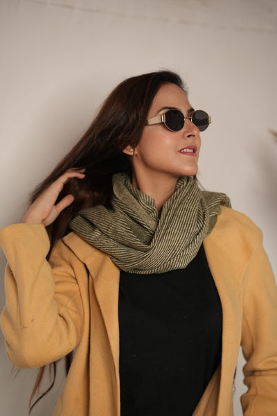 Woolen Diagonal Stripes - Gold and Green