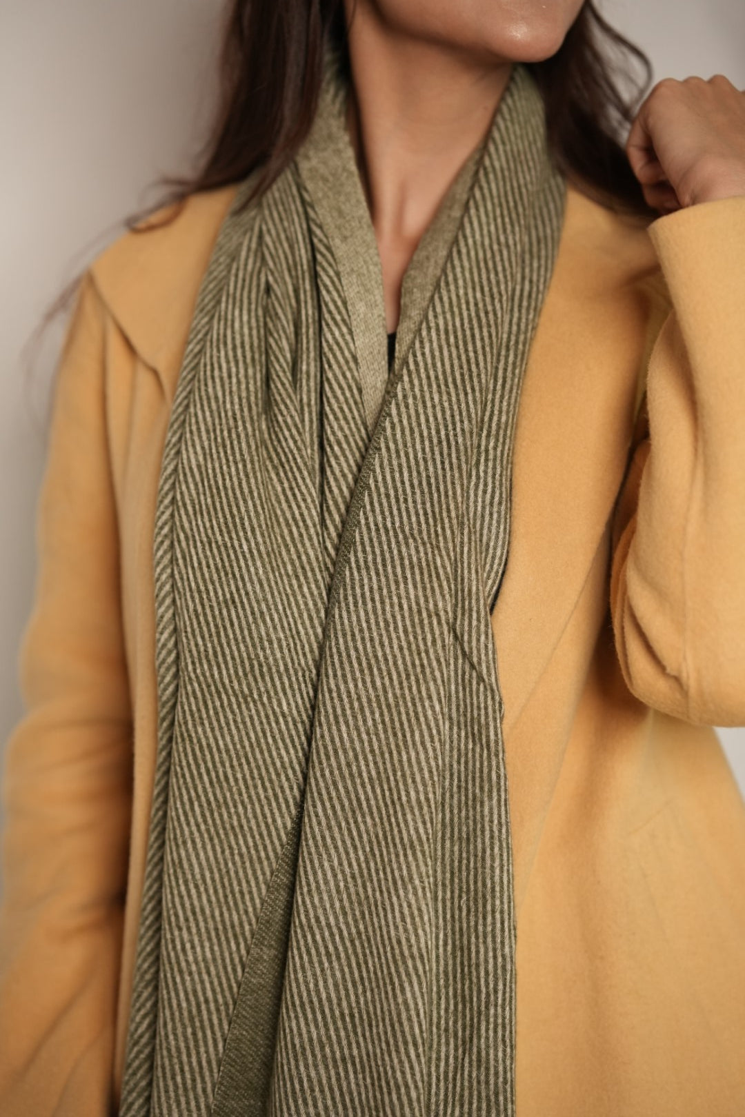 Woolen Diagonal Stripes - Gold and Green