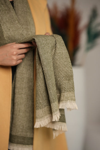 Woolen Diagonal Stripes - Gold and Green