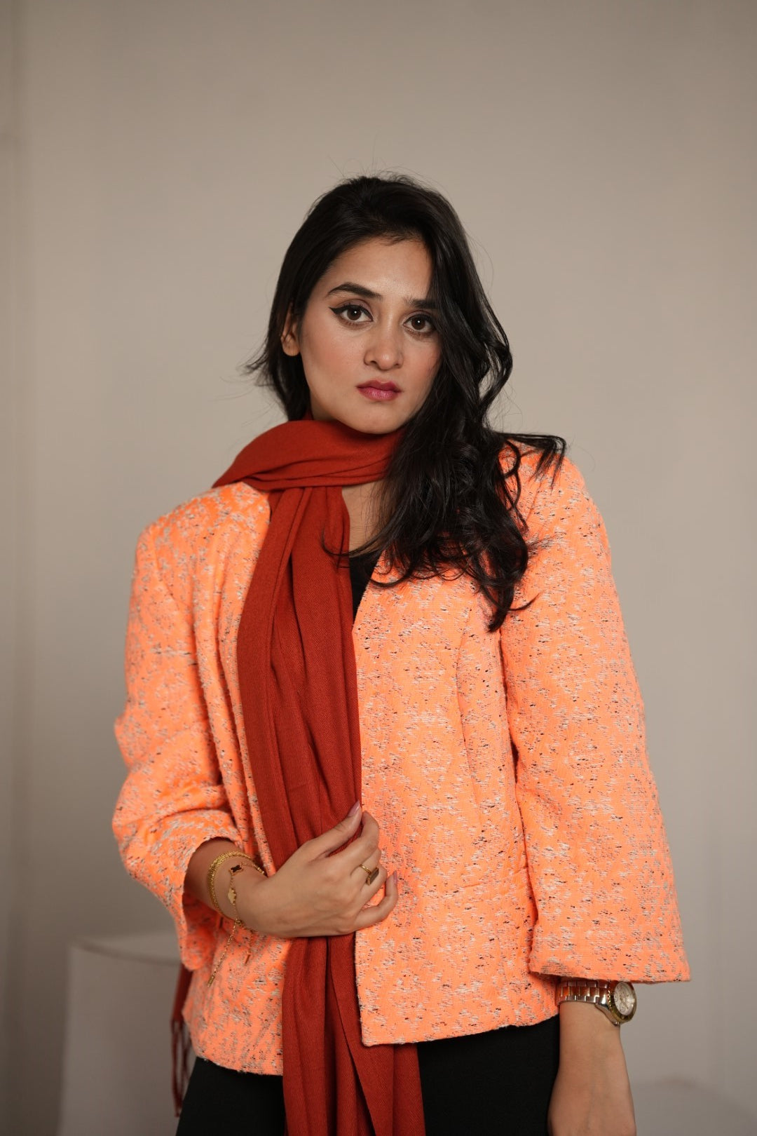 Pashmina Solid Dyed Stole - Red
