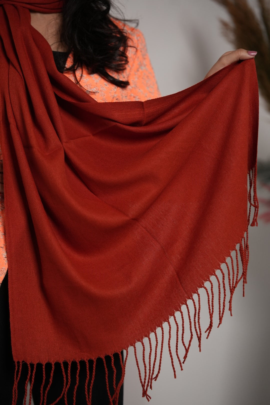 Pashmina Solid Dyed Stole - Red