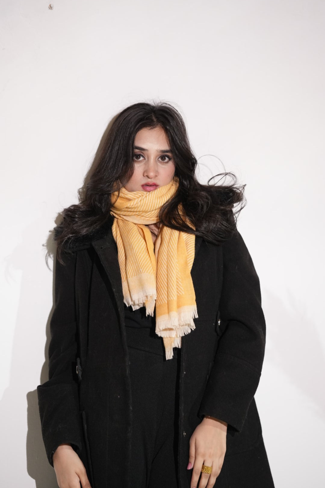 Woolen Diagonal Stripes - Yellow