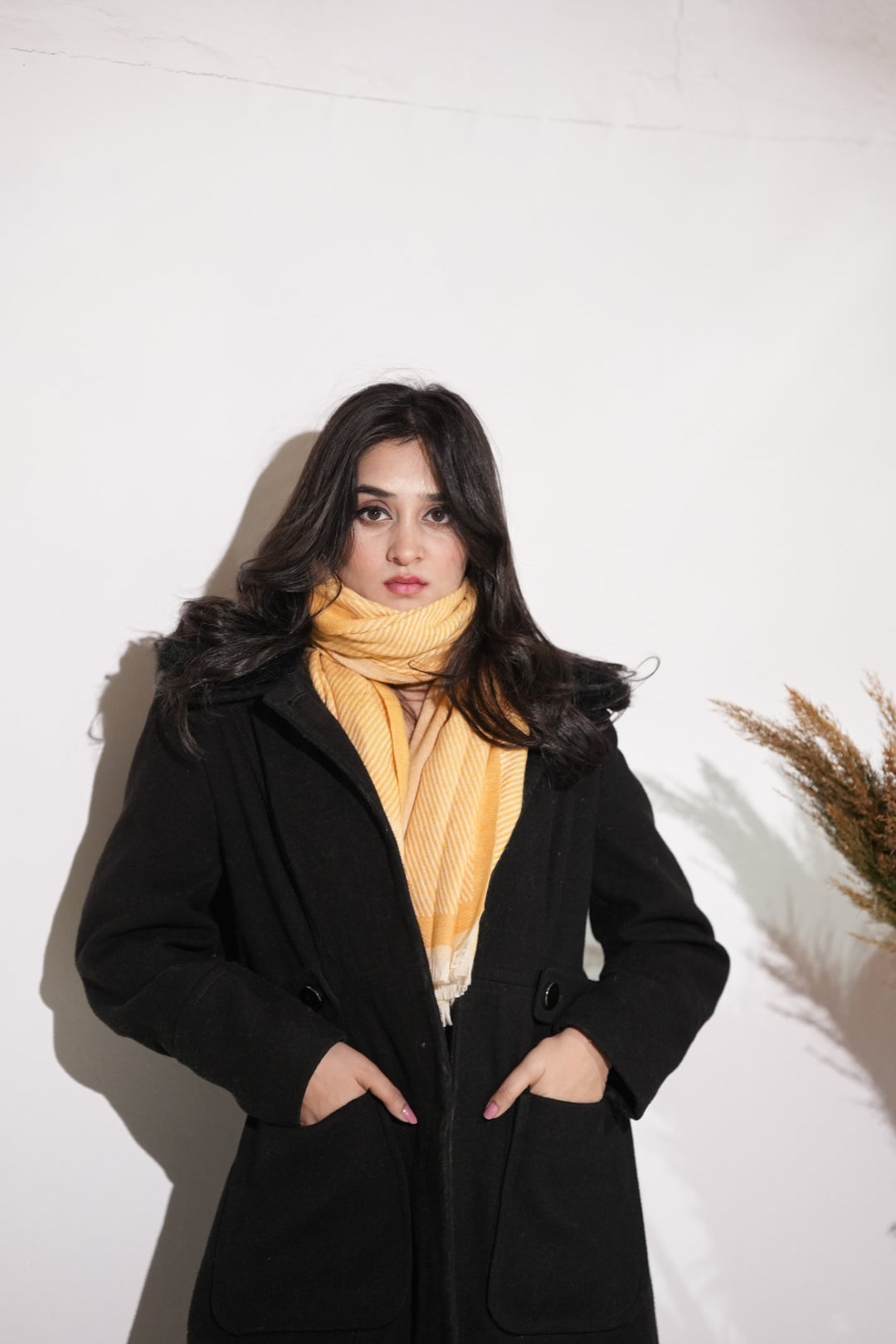 Woolen Diagonal Stripes - Yellow