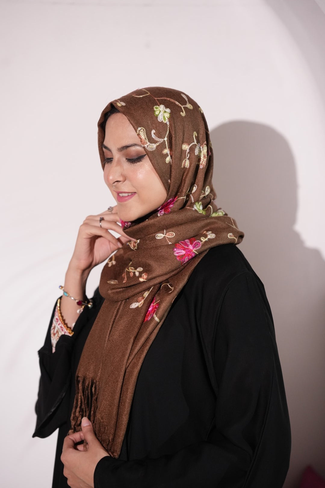 Pashmina Floral Embroidered - Bruschetta