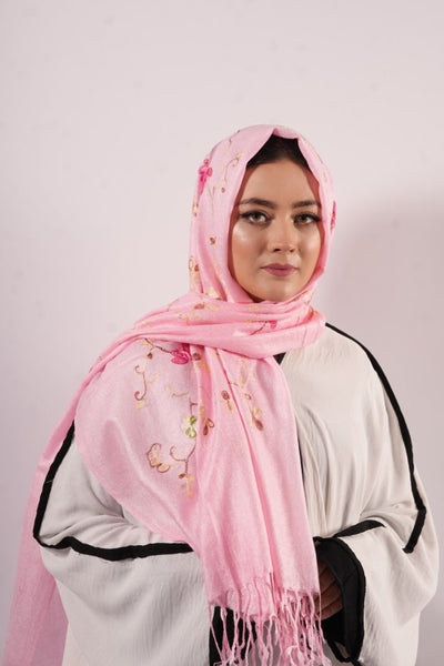 Pashmina Floral Embroidered - Light Pink
