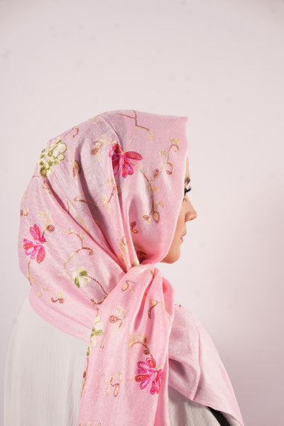 Pashmina Floral Embroidered - Light Pink