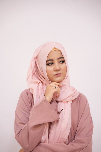 Soft Crimps Hijab Baby Pink