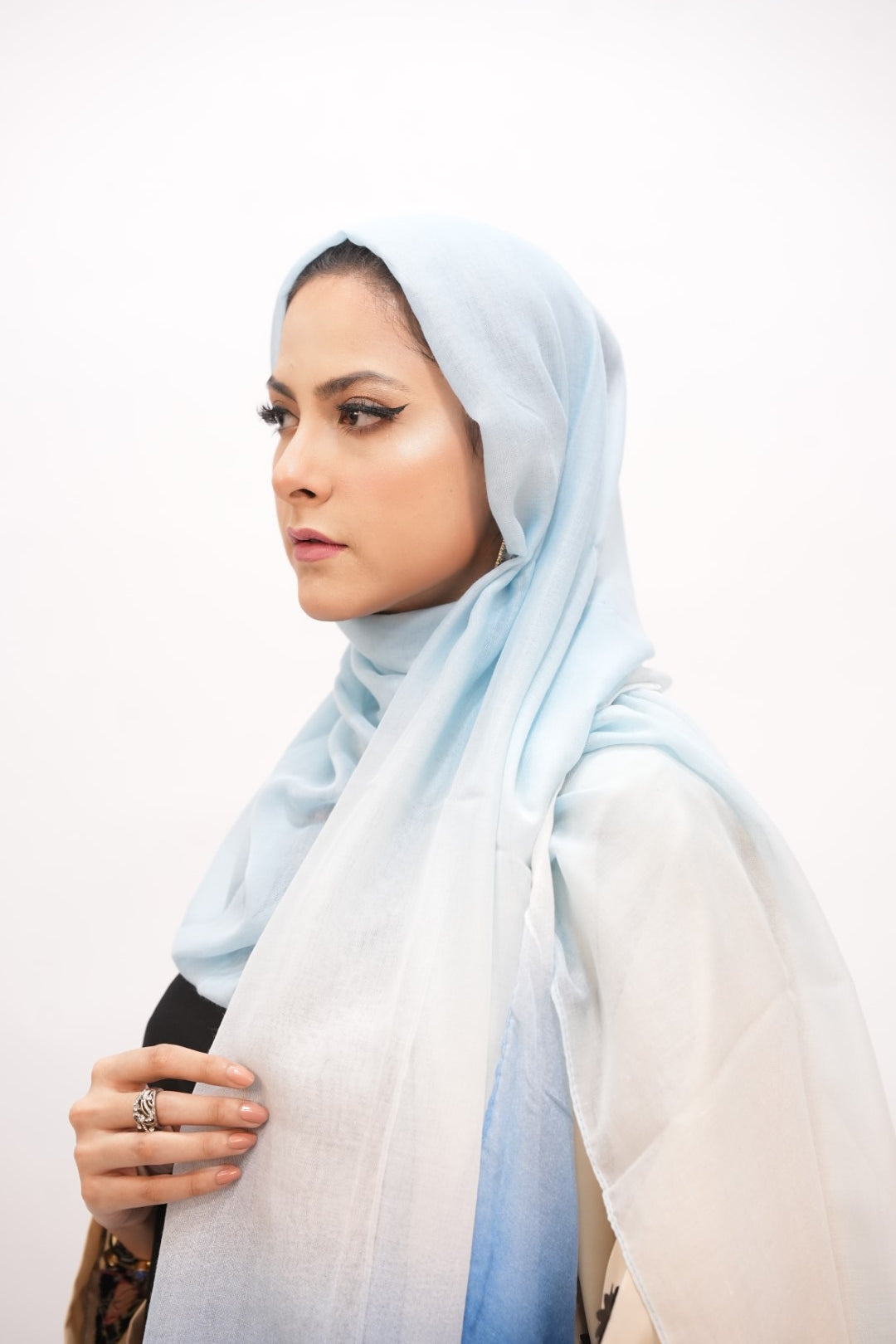 Viscose Tie-Dye Hijab Navy Blush Gradient