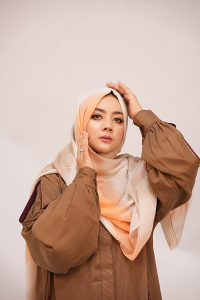 Viscose Waves Hijab - Orange & Grey