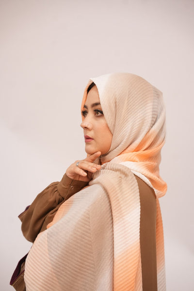 Viscose Waves Hijab - Orange & Grey