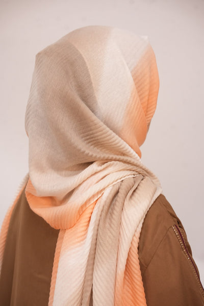 Viscose Waves Hijab - Orange & Grey