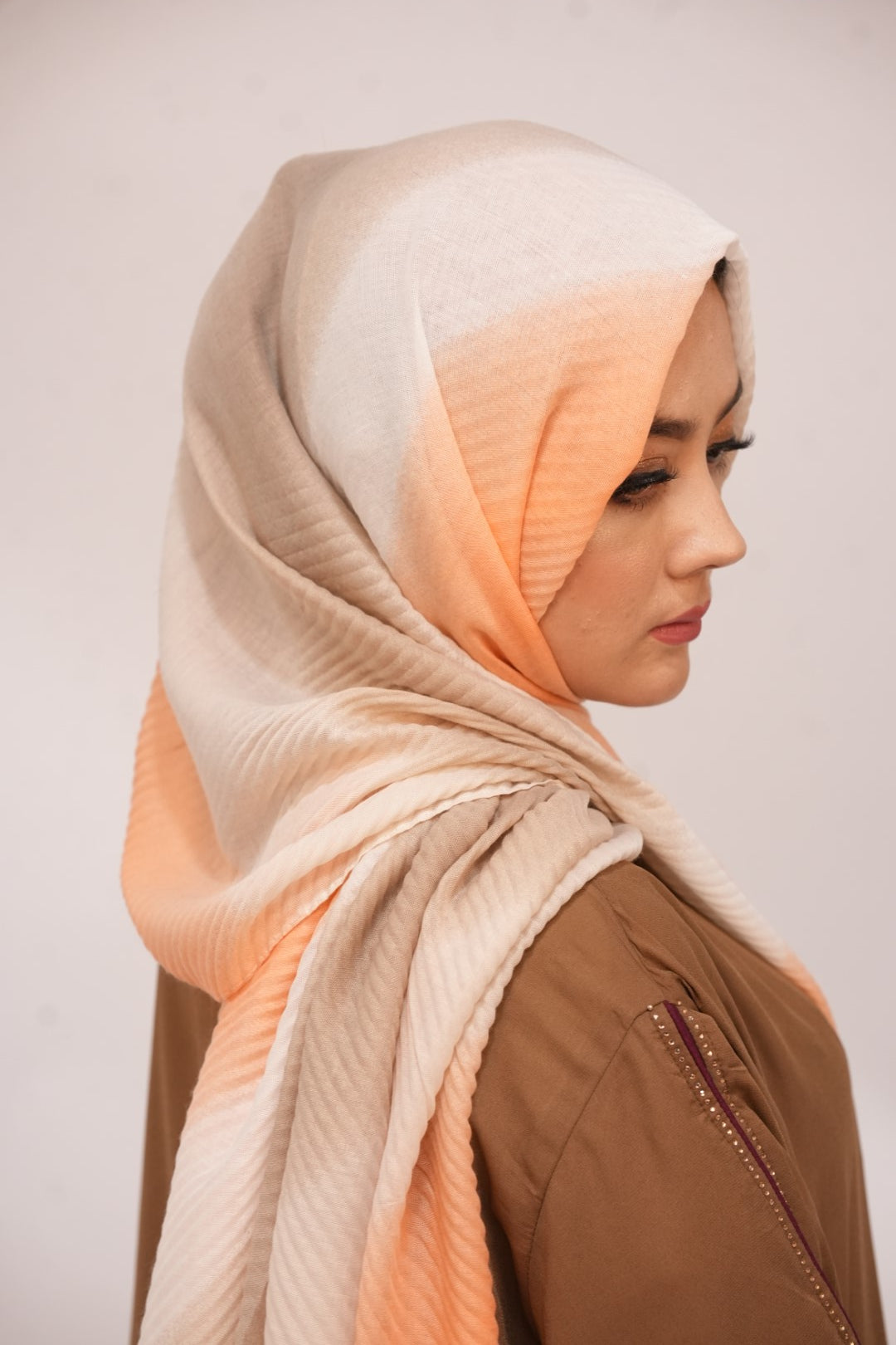 Viscose Waves Hijab - Orange & Grey
