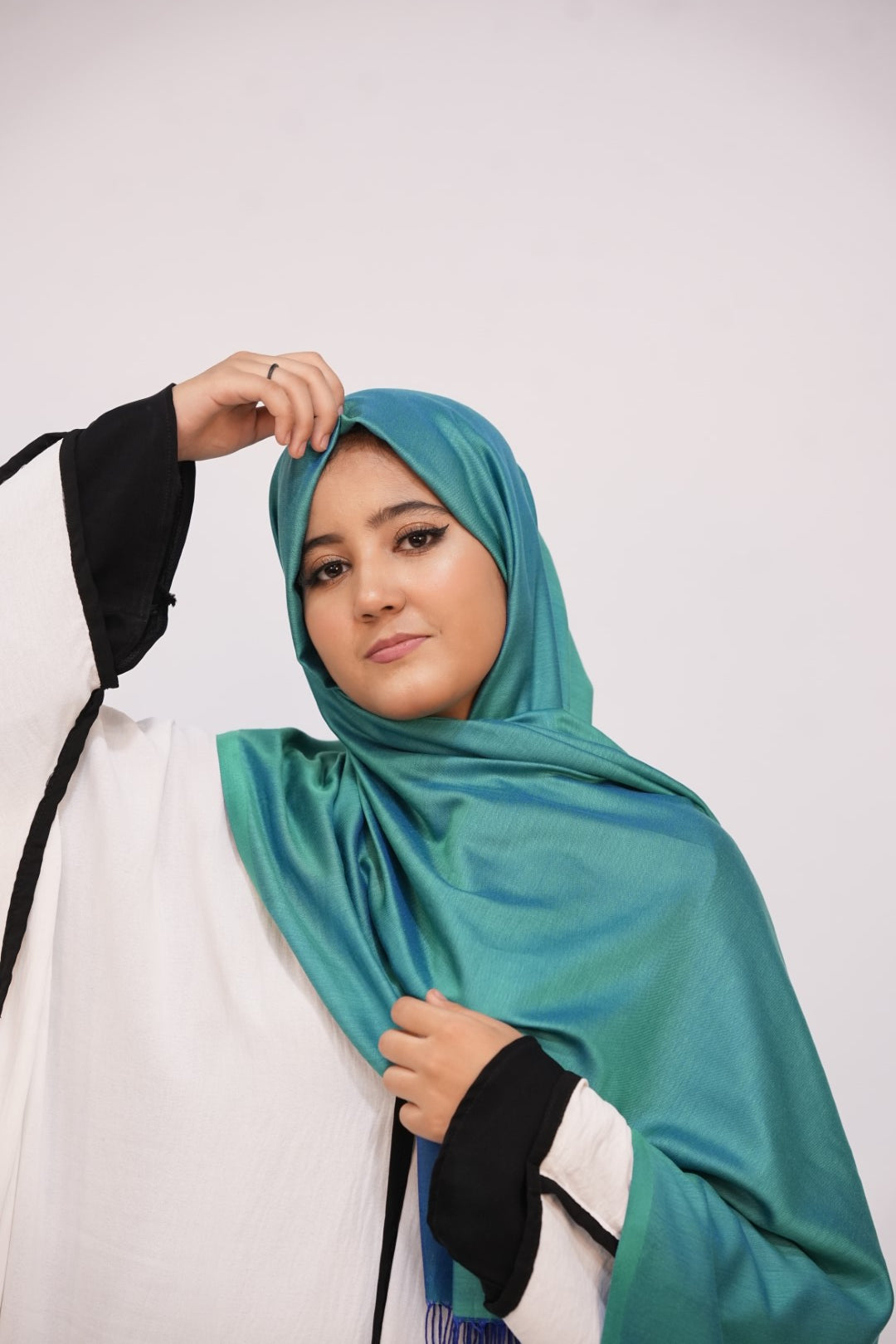Silk Two Tone Hijab Aqua