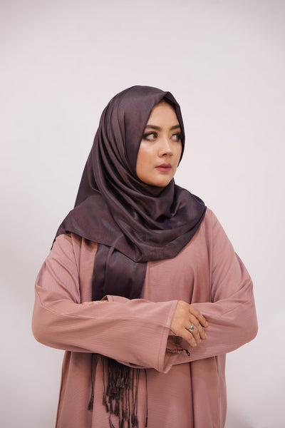 Silk Two Tone Hijab Dark Brown