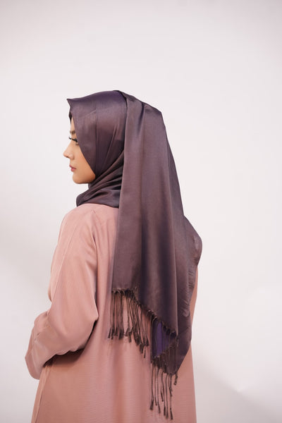 Silk Two Tone Hijab Dark Brown