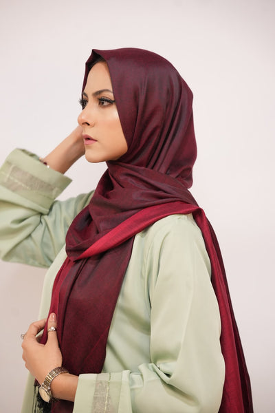 Silk Two Tone Hijab Red & Maroon