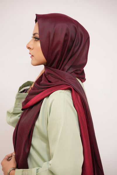 Silk Two Tone Hijab Red & Maroon