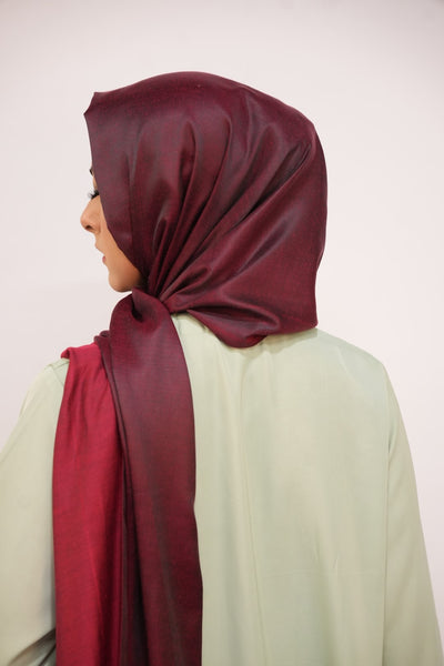 Silk Two Tone Hijab Red & Maroon